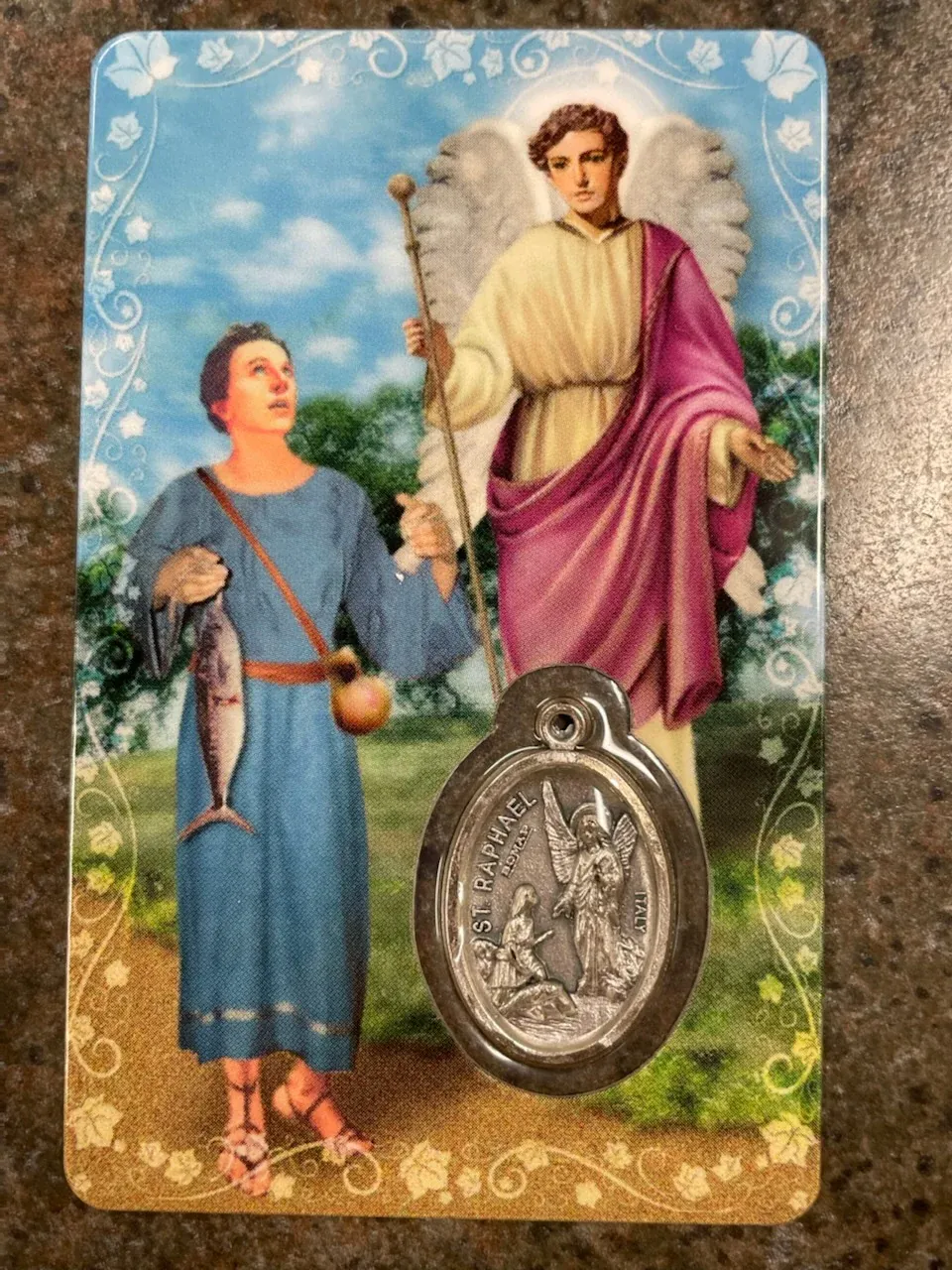 St Raphael Prayer Card/Medal