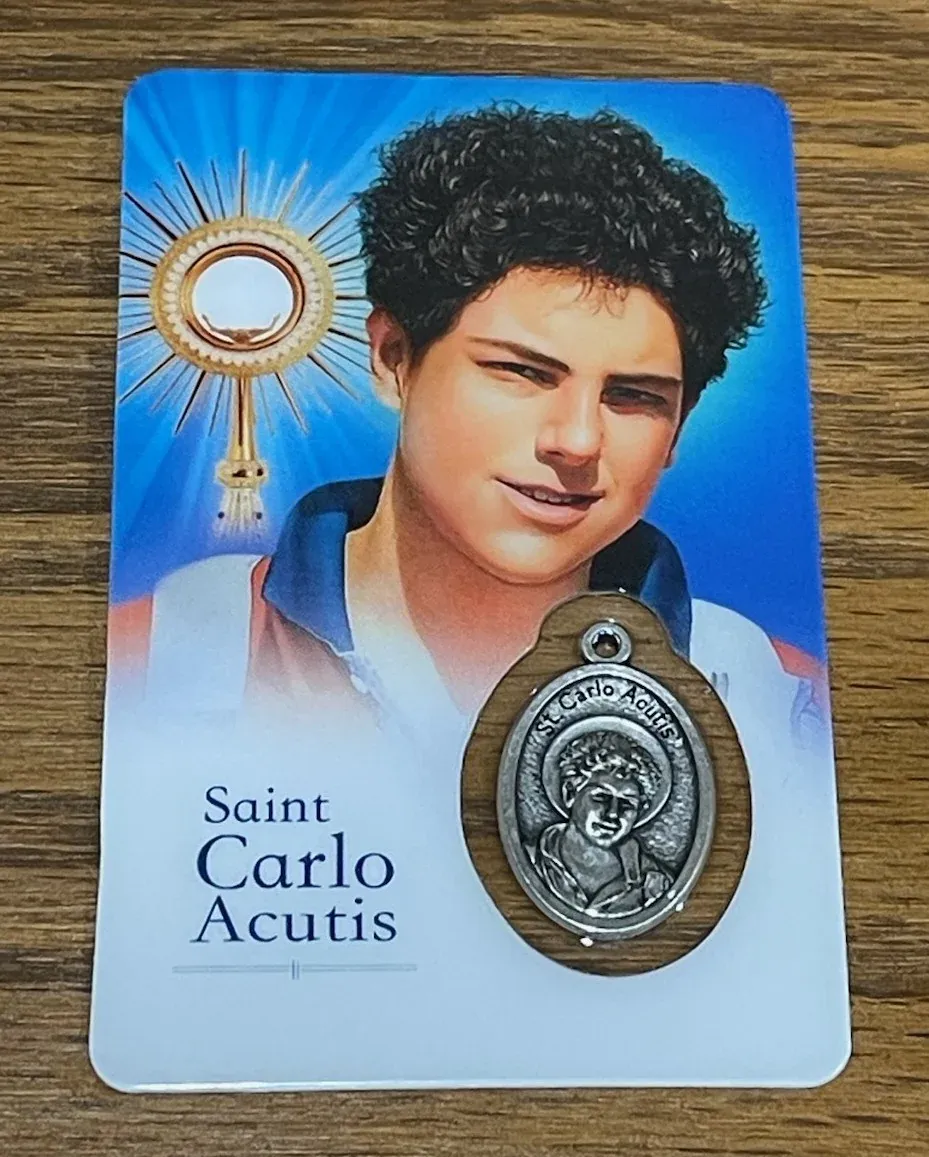 St Carlo Acutis Card W Medal