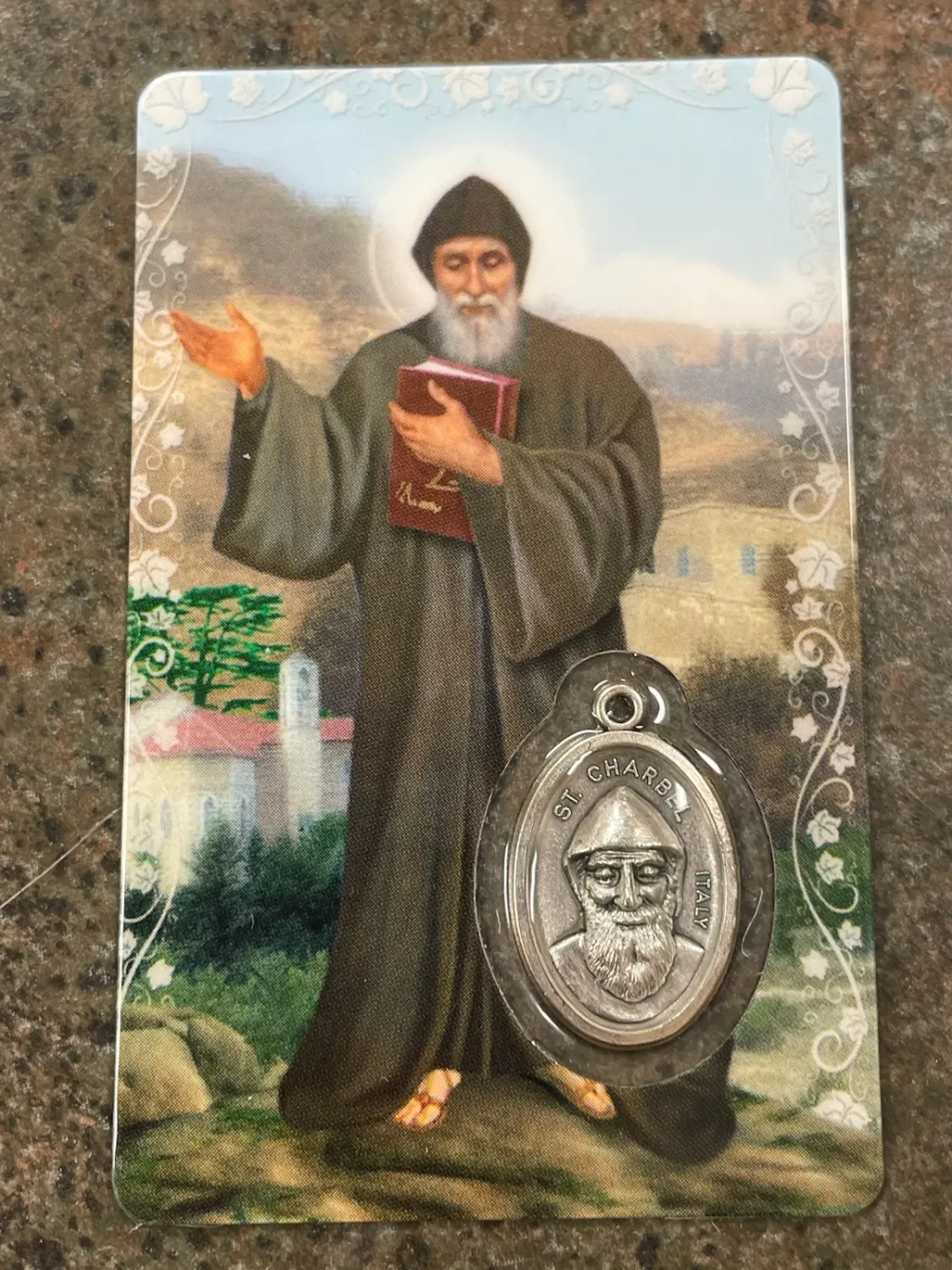 St Charbel Lam Card W/ Medal