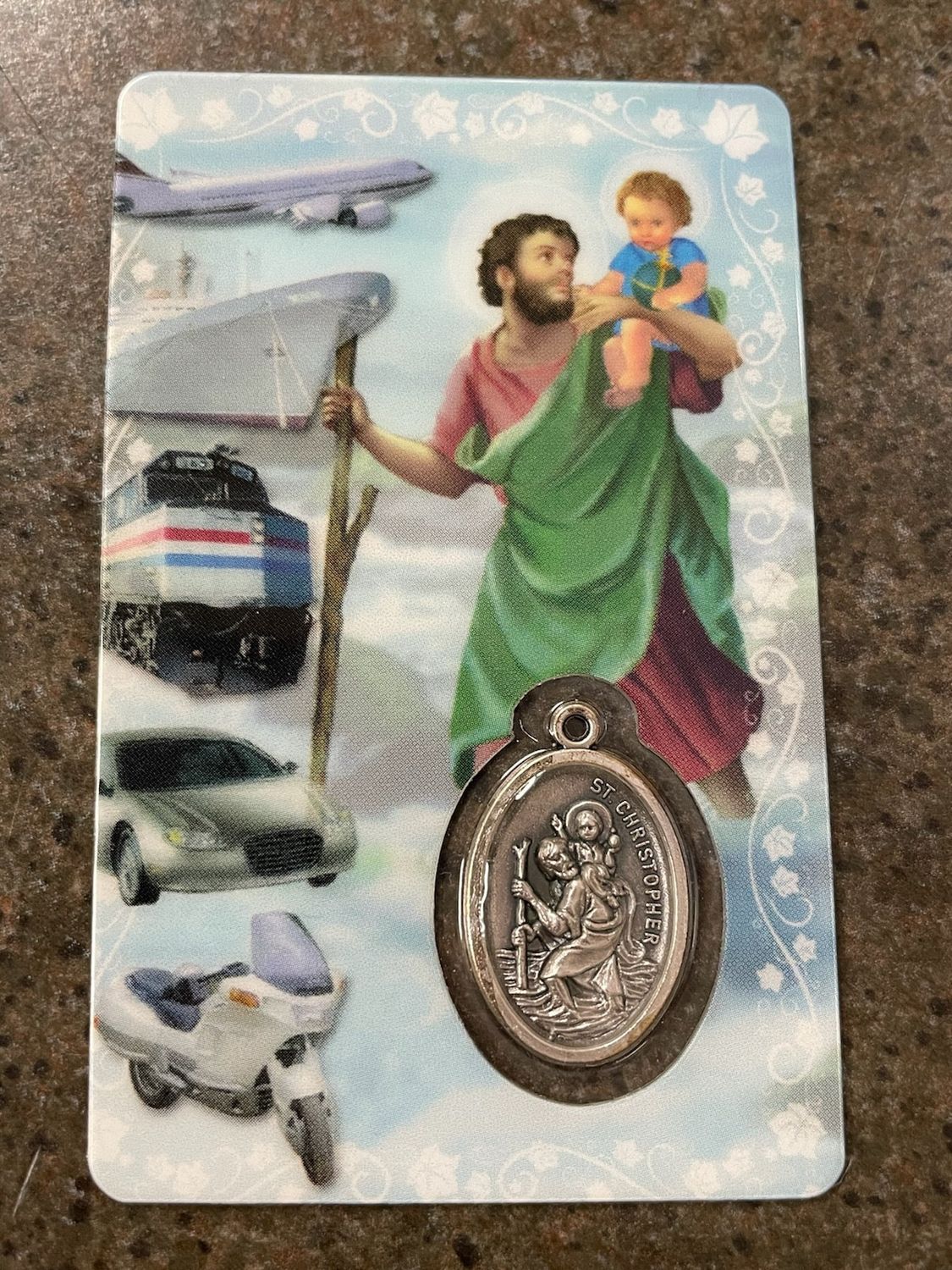 St Christopher Medal-Lam Card