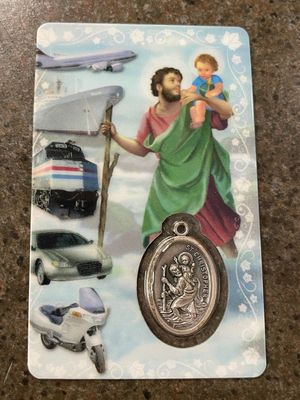 St Christopher Medal-Lam Card