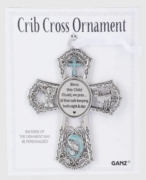 Crib Cross Ornament Blue