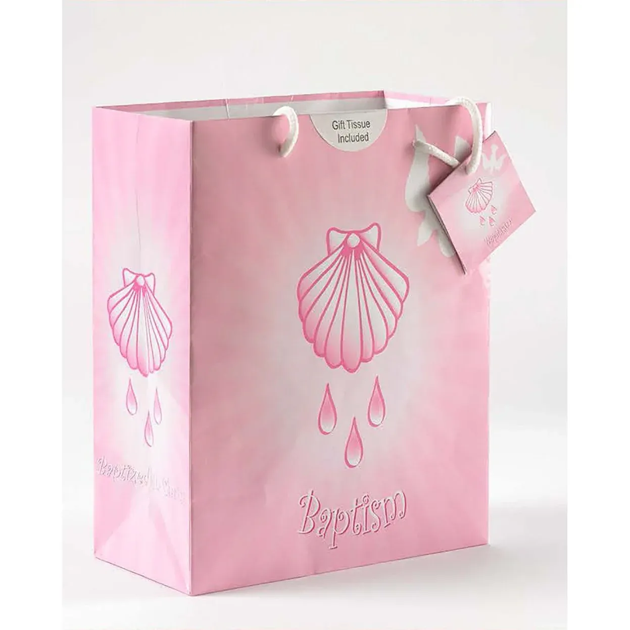 Sm Pink Baptism Bag W/Tissue