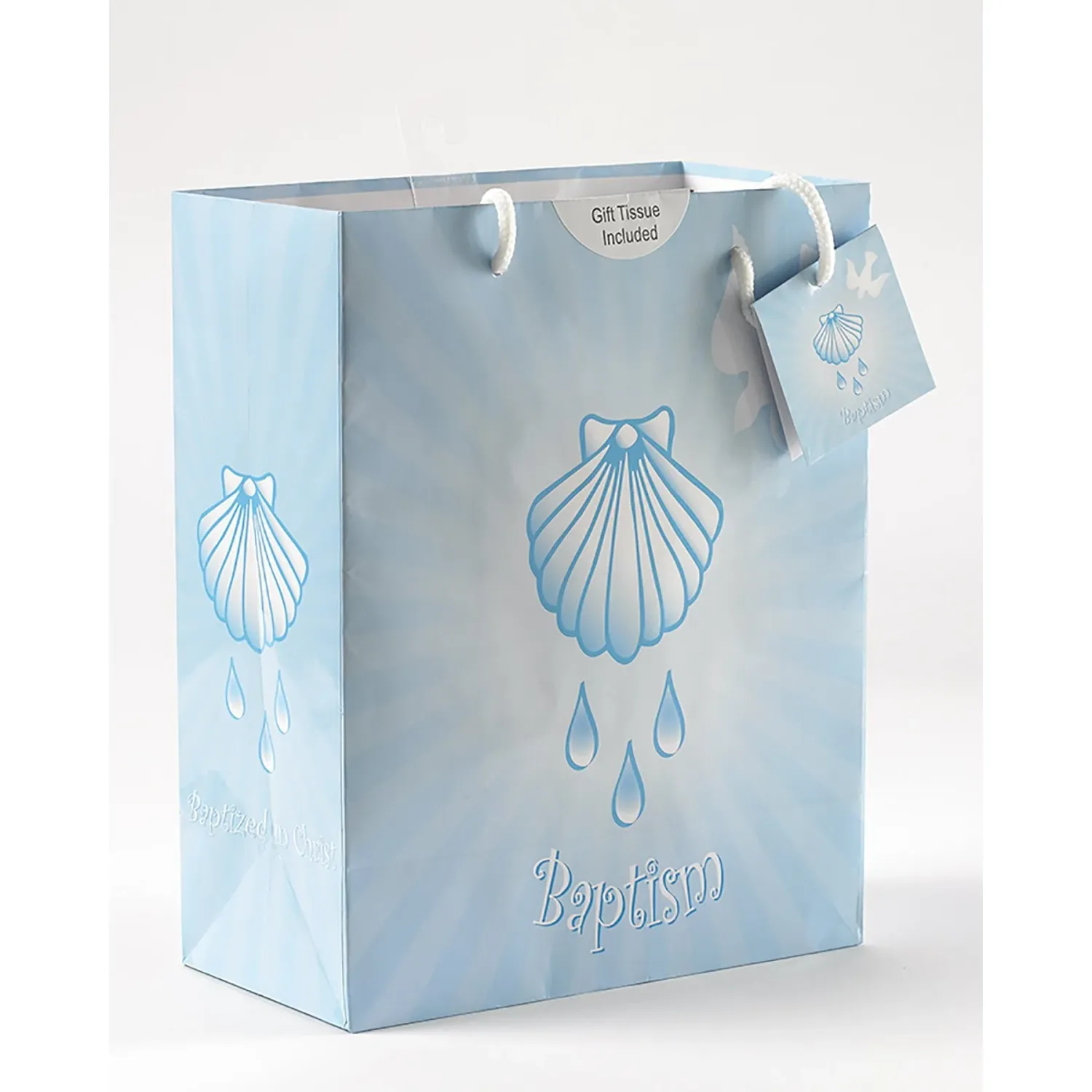 Sm Blue Baptism Bag W/Tissue