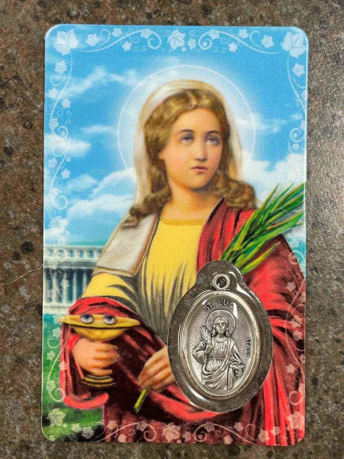 St Lucy Lam Card W/Medal