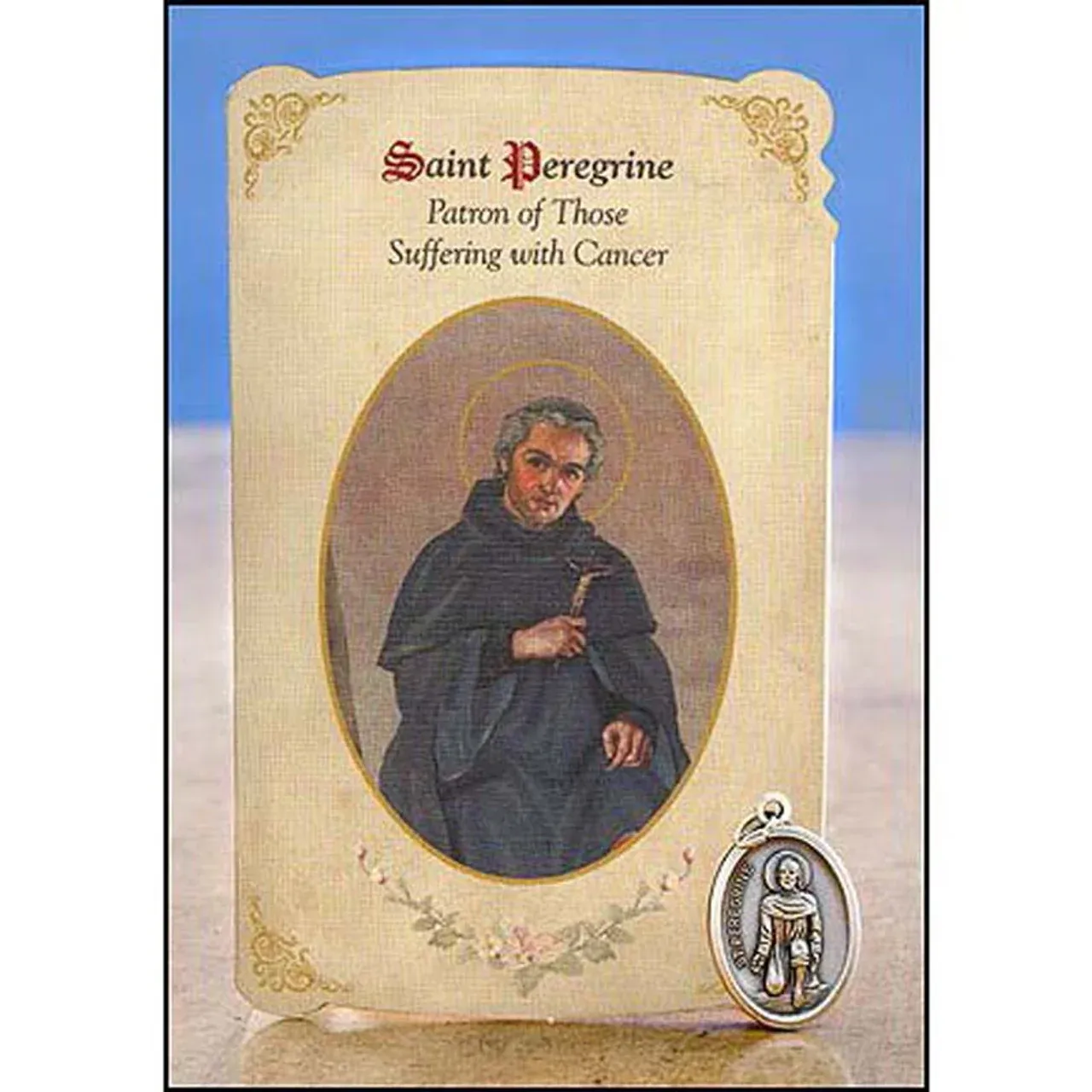 St Peregrine Medal And Card