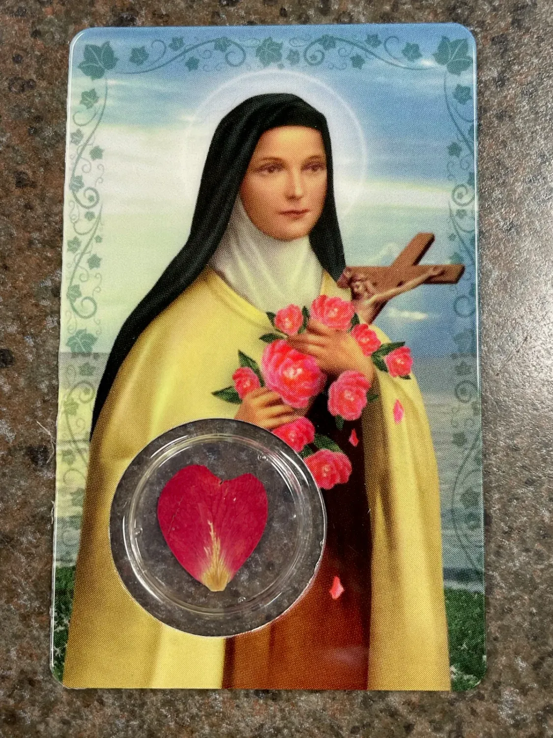 St Therese Prayer Card/Petals