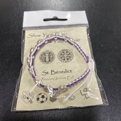 St Benedict Bracelet Dk Ppl/Wh