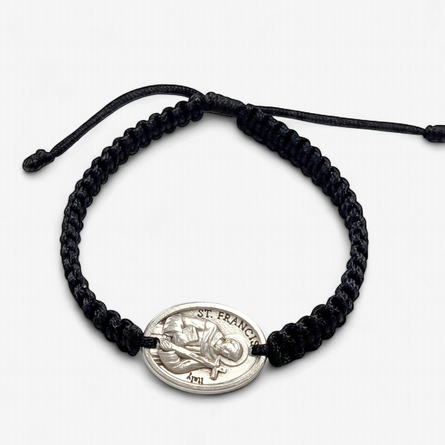 St Francis Corded Bracelet Single Medal