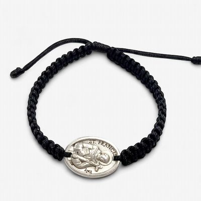 St Francis Corded Bracelet Single Medal