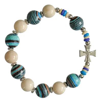 10/12Mm Blue Gems Rosary Brlt