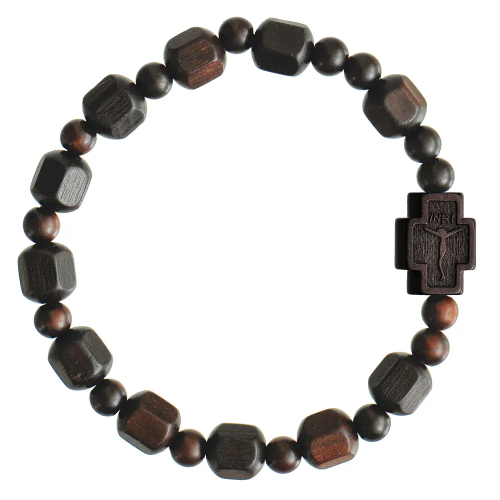 10mm Hex Bead Wood Ros Brclt