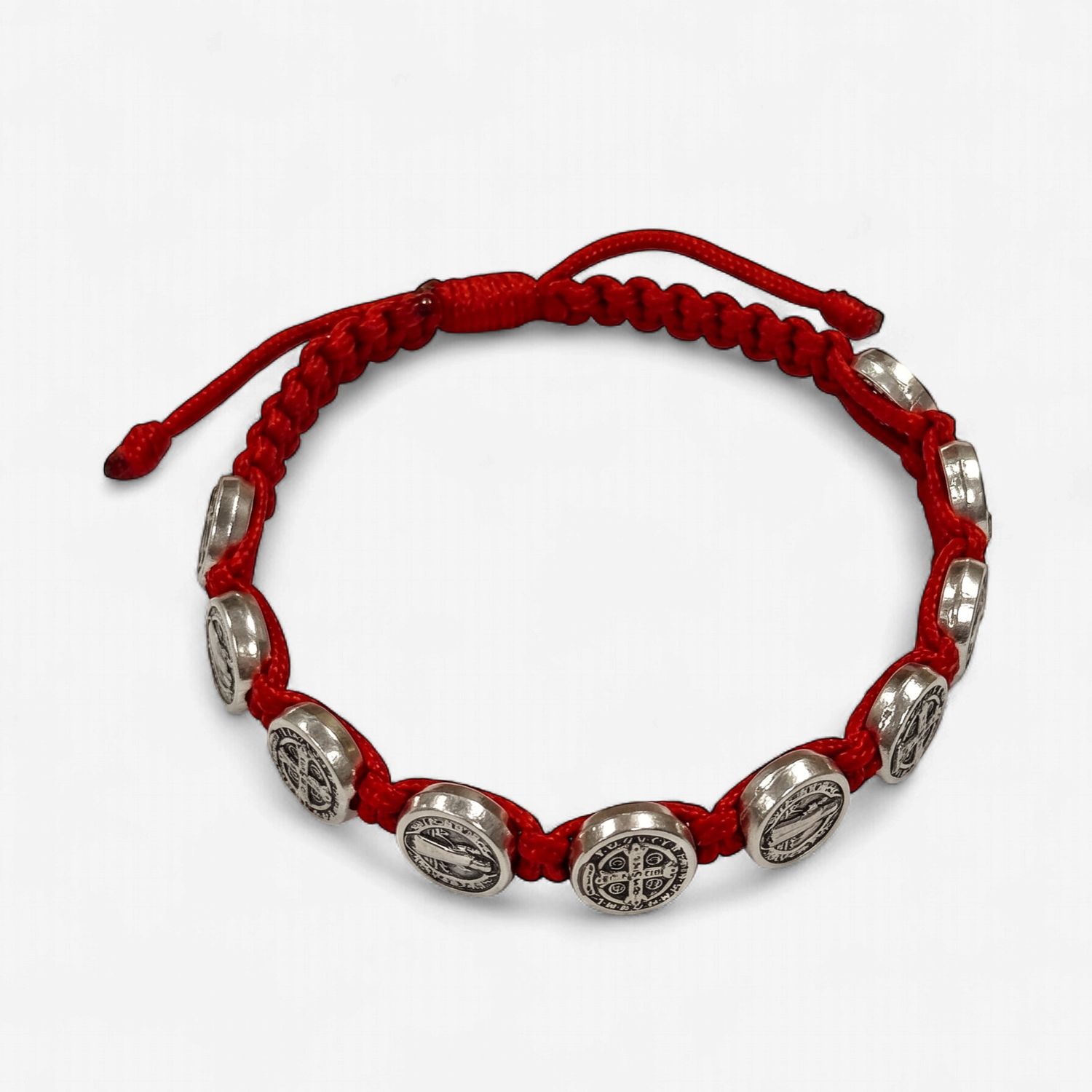 Corded Benedict Medal Bracelet, Color: Red