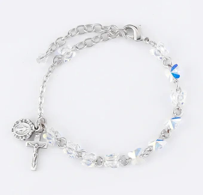 6mm AB Crystal Butterfly Rosary Bracelet