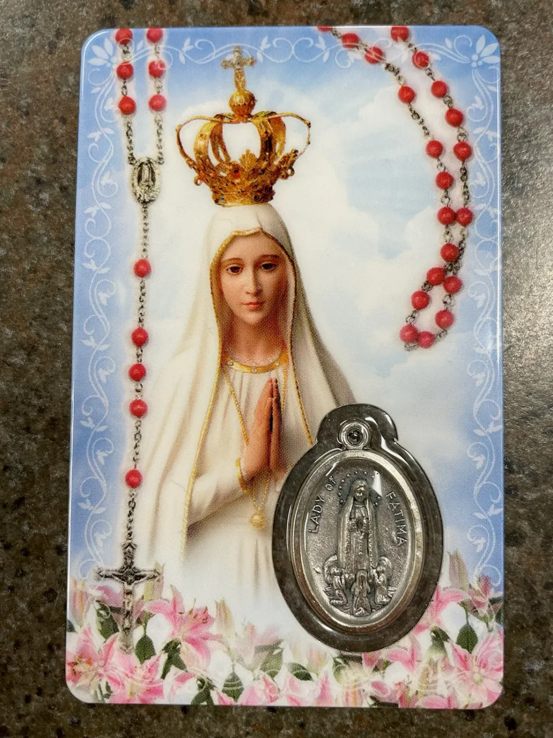 Rosary Mysteries Card W/Medal