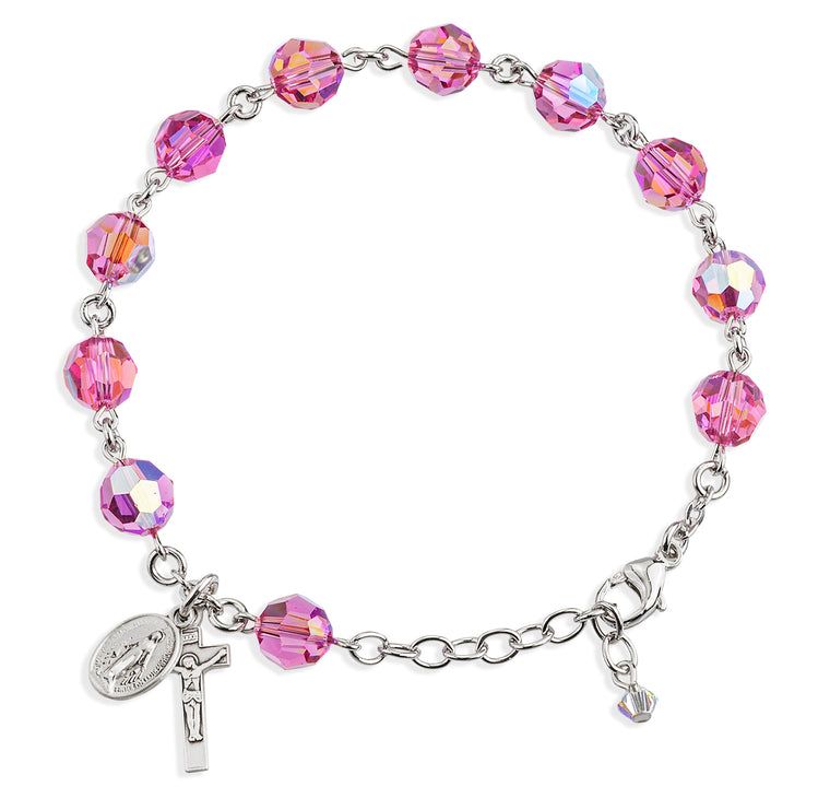 SS Pink Crystal Ros Bracelet