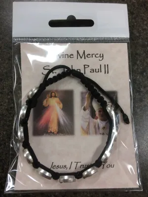 Divine Mercy JpII Bracelet Blk