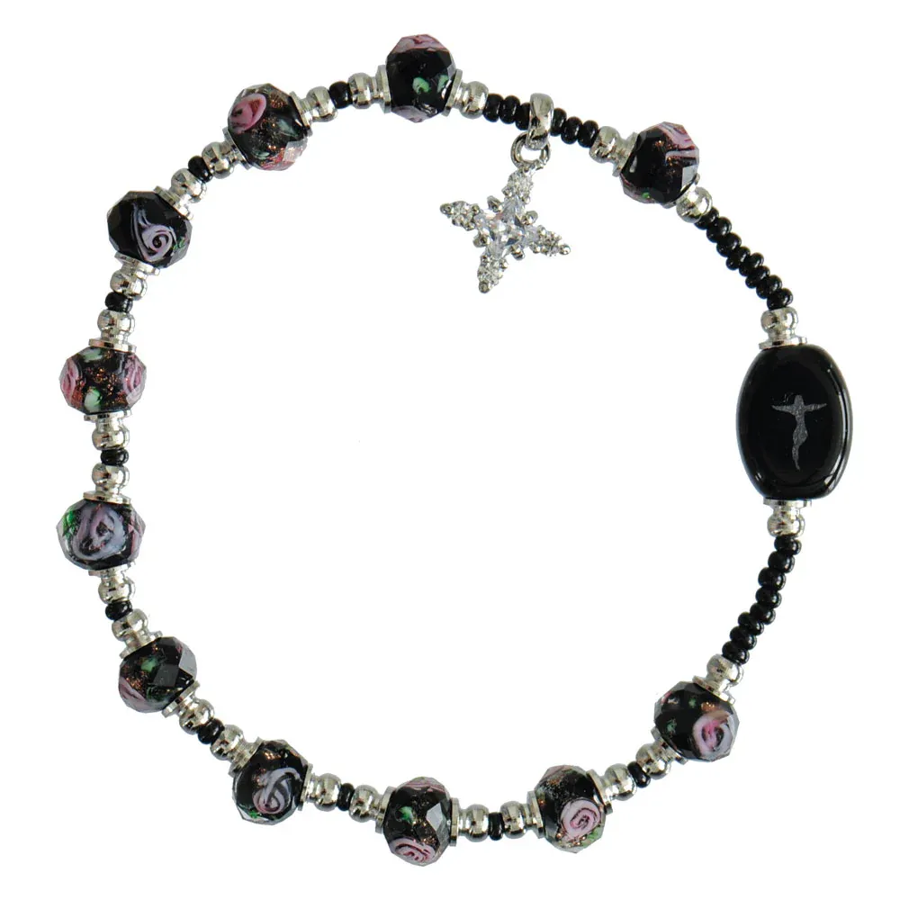 8mm Plum Swirl Rosary Bracelet