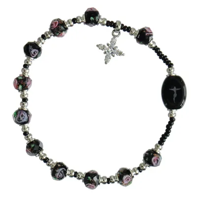 8mm Plum Swirl Rosary Bracelet