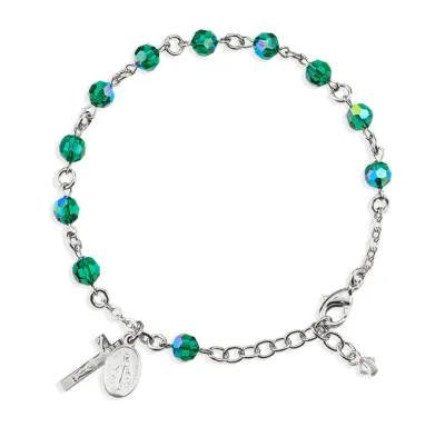 SS Green Crystal Rosary Bracelet