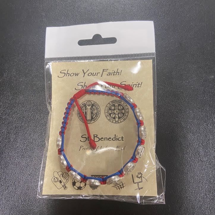 St Benedict Bracelet Dk Bl/Red