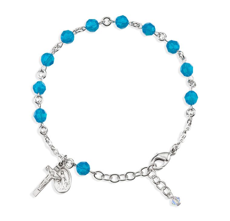 6mm Blue Opal Rosary Bracelet