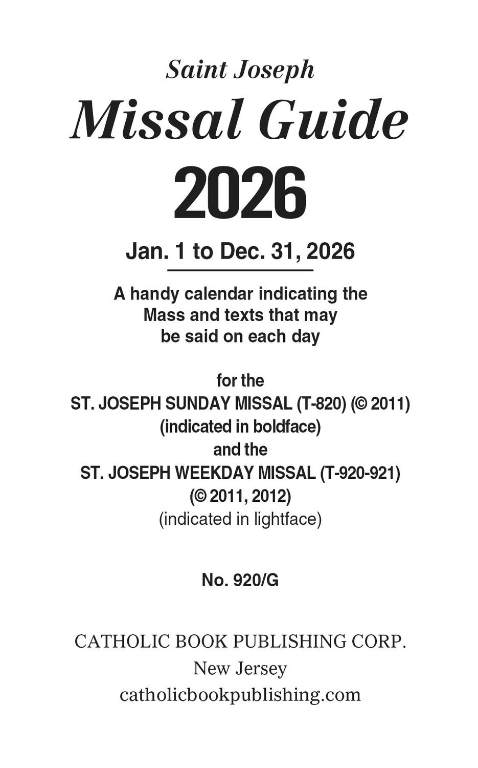 Annual Guide St Joseph Missal