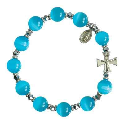 10mm Blue Cat Eye Rosary Brclt