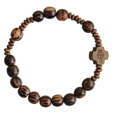 8mm Striped Wood Rosary Bracel