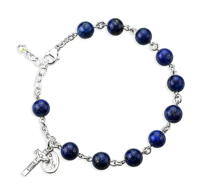 6mm SS Lapis Rosary Bracelet