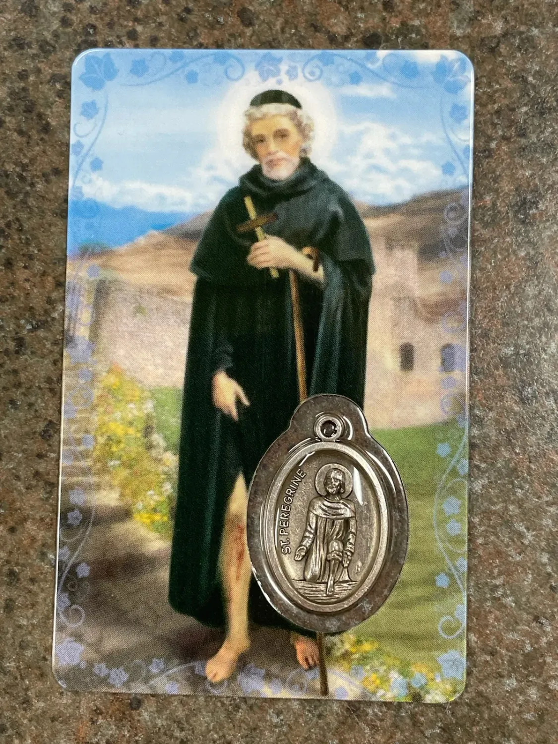 St Peregrine Prayer Card/Medal