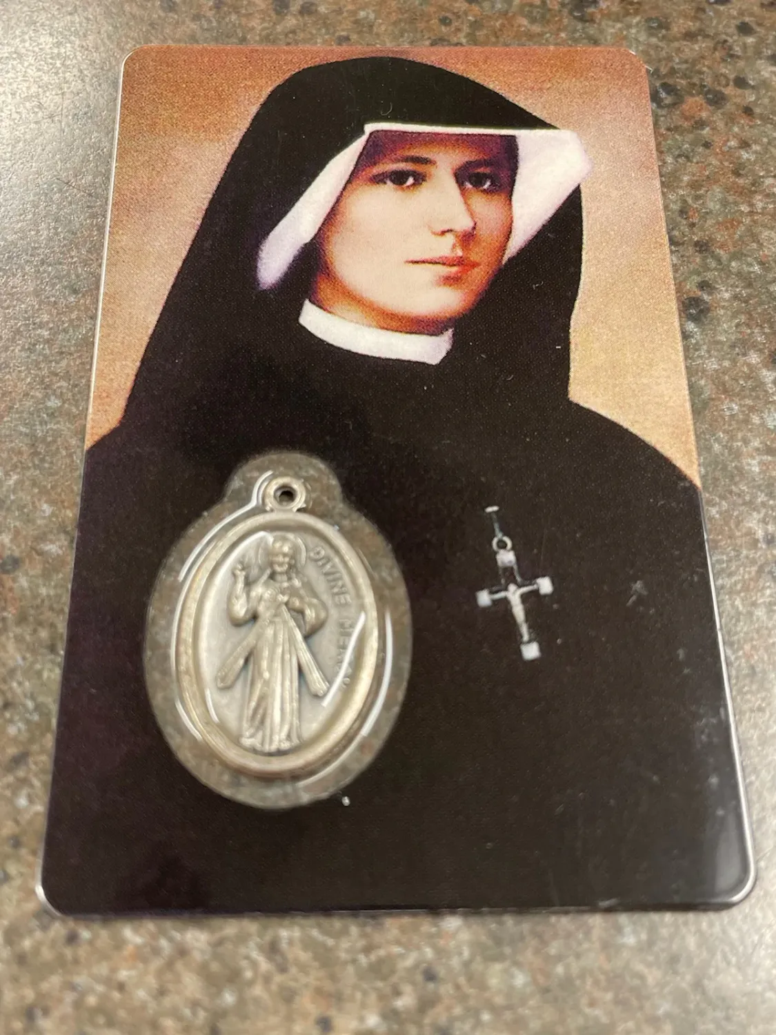 St Faustina Prayer Card/Medal