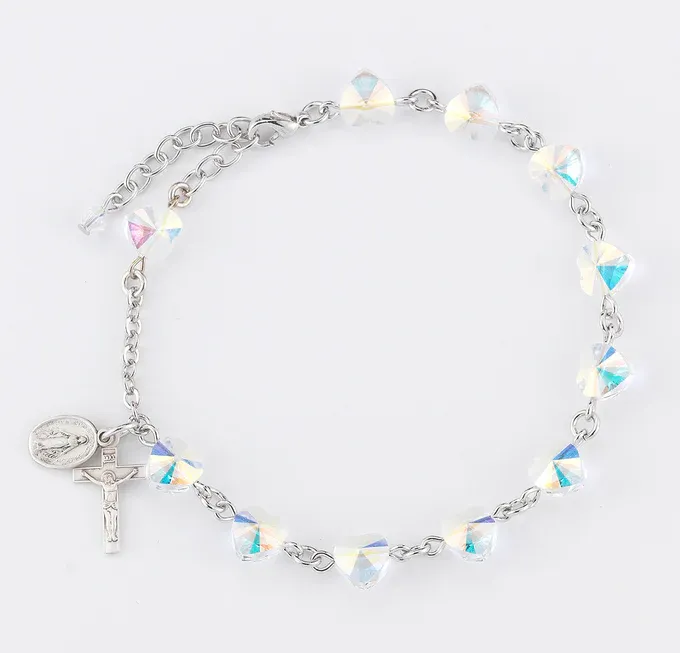 Rosary Bracelet Crystal Hearts