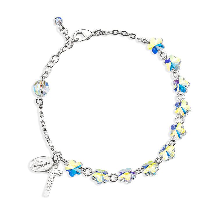 Rosary Bracelet AB Crystal Flowers