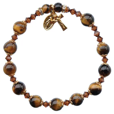 8mm Tiger Eye Ros Bracelet