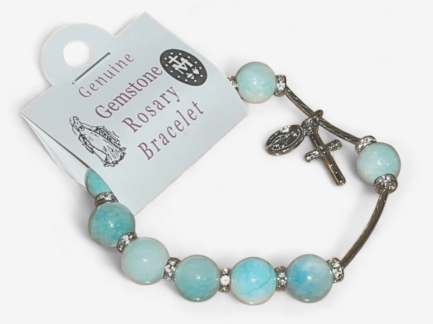 10mm Blue Gems Rosary Bracelet