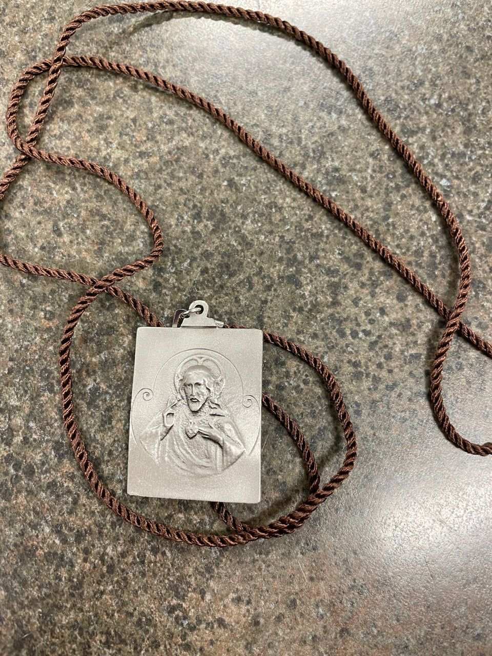 Metal Scapular Brown Cord