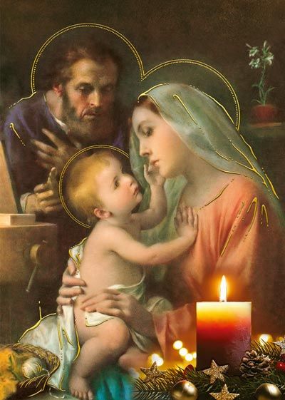 15Ct Holy Family With Candle