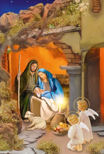 15Ct Holy Family 2 Angels Box