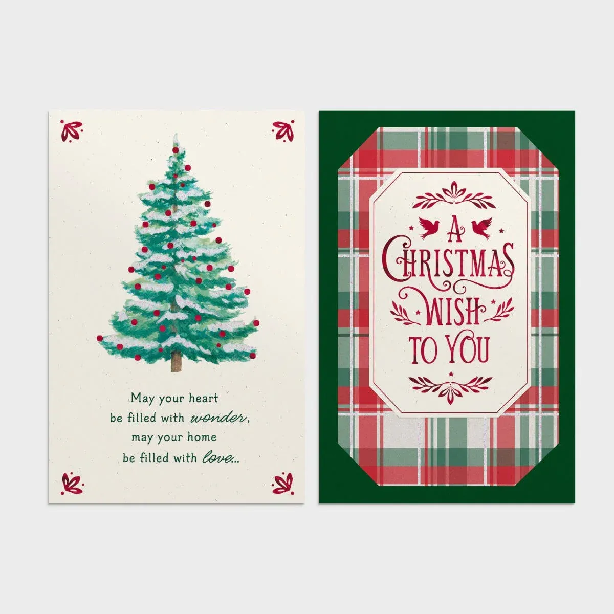 16Ct Tree &amp; Plaid Boxed Cards