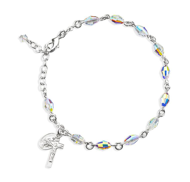 Crystal Ab Oval Rosary Bracelt
