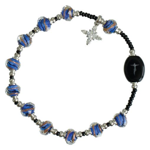 8mm Blue Swirl Murano Bracelet