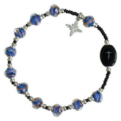 8mm Blue Swirl Murano Bracelet