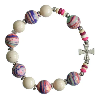 10/12Mm Pink Gems Rosary Brlt