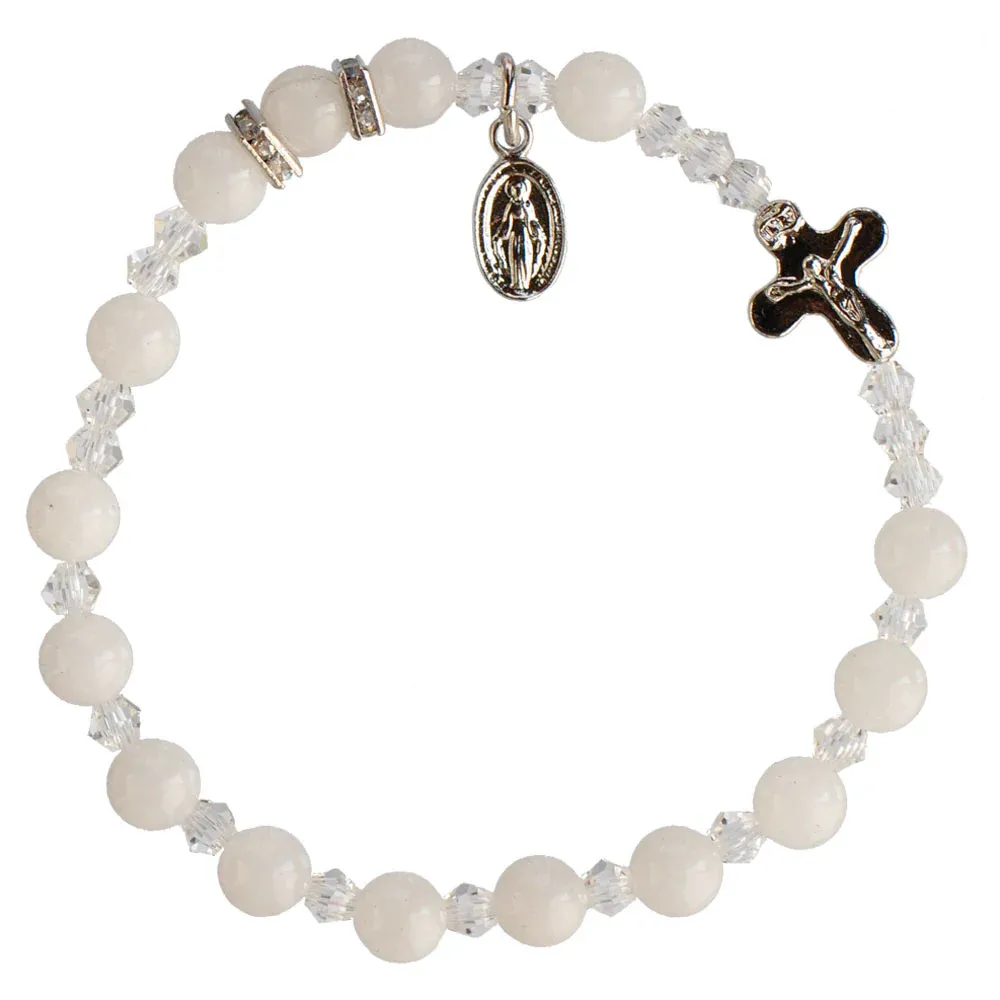 6mm White Jade Rosary Bracelet