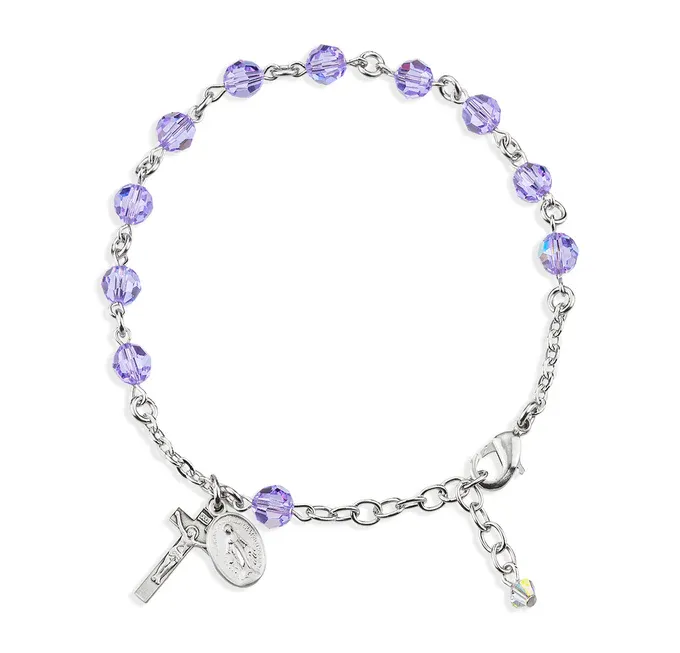 6mm Violet Crystal Rosary Bracelet
