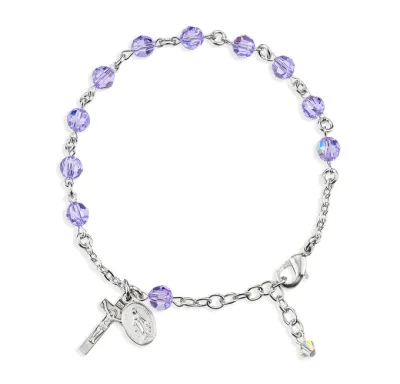 6mm Violet Crystal Rosary Bracelet