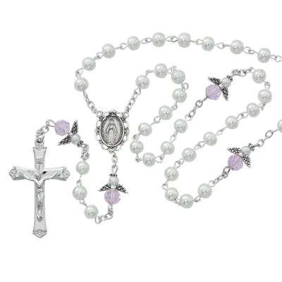 5mm Pearl/Pink Angel Rosary