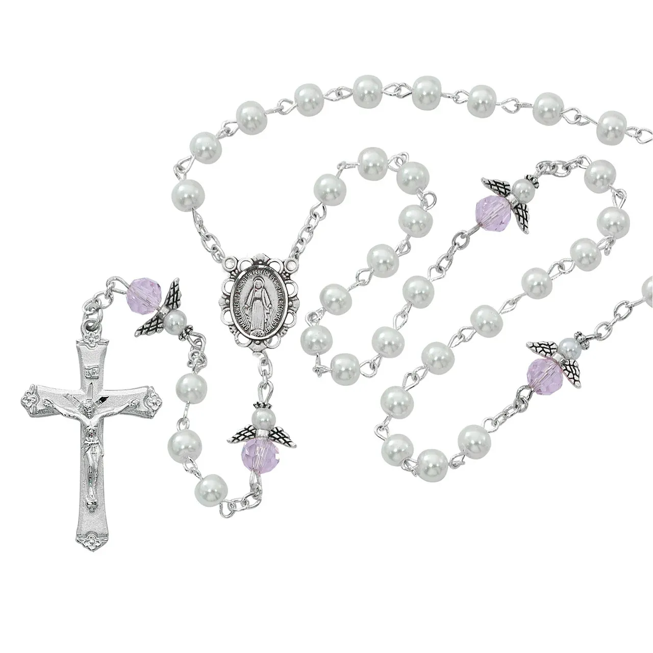 5mm Pearl/Pink Angel Rosary