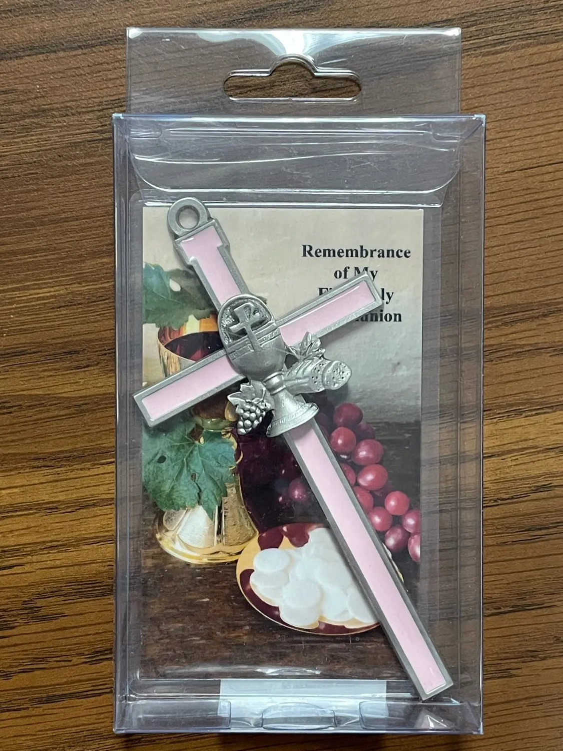 5" Pink Epoxy Communion Cross